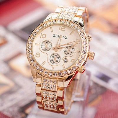 Wish Geneva Rhinestone Faux Three-Eye Men's Watch
